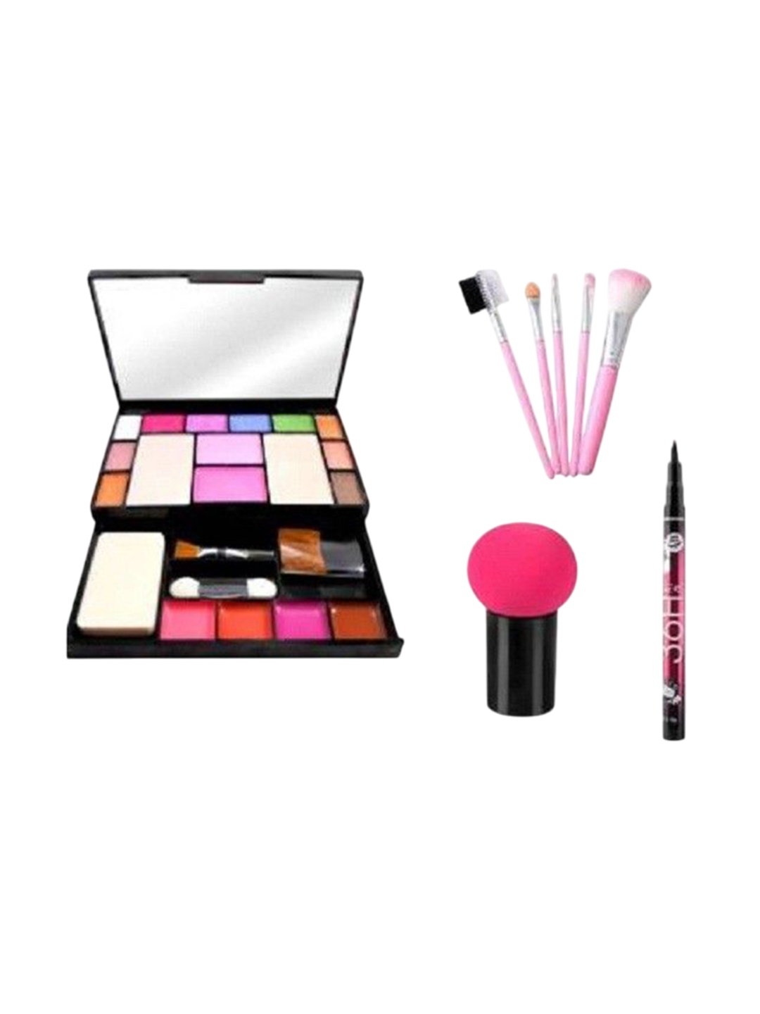 

Lenon Set Of 8 Makeup Kit- Brush Set- Eyeliner-2.5 g - Mushroom Puff, Pink