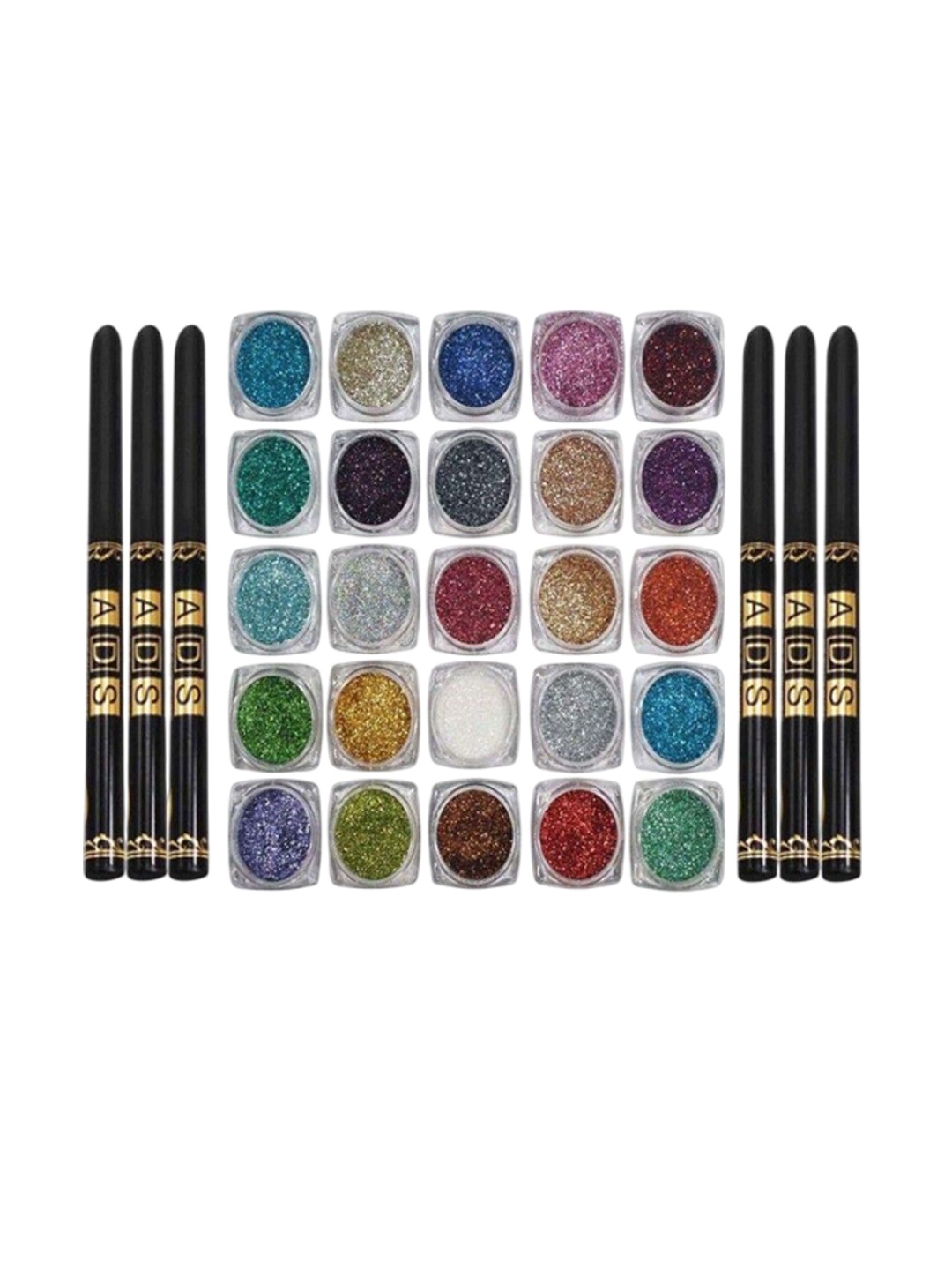 

Lenon Set Of 31 25 Glitter Eyeshadow & 6 Kajal, Multi