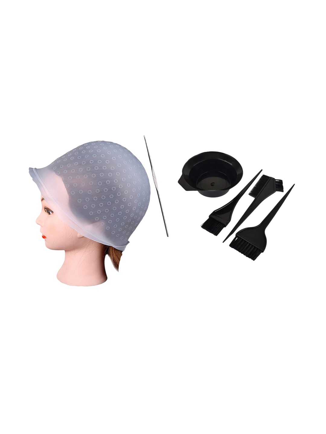 

Lenon Set Of 5 Hair Colouring Cap With Diy Bowl & Brush, Transparent