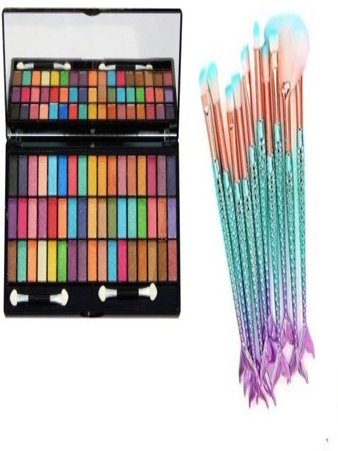 

Lenon Set of 11 51-Shade Eyeshadow & Fish Shape Makeup Brushs, Blue