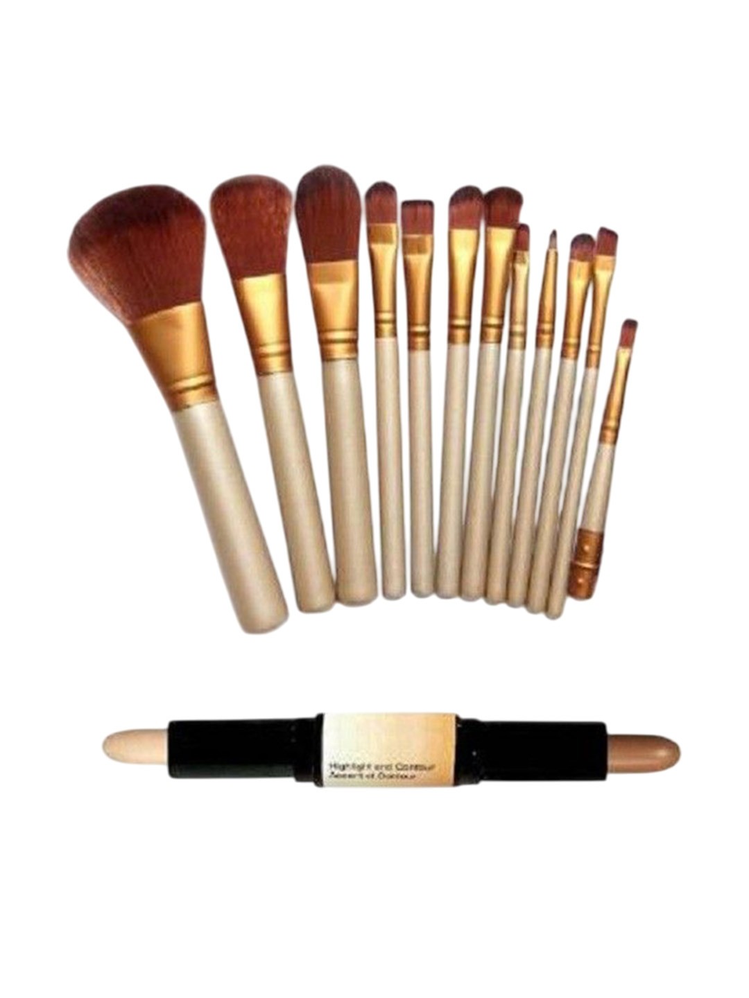 

Lenon Set Of 13 Makeup Brushes & 2 In 1 Contour Stick, Beige