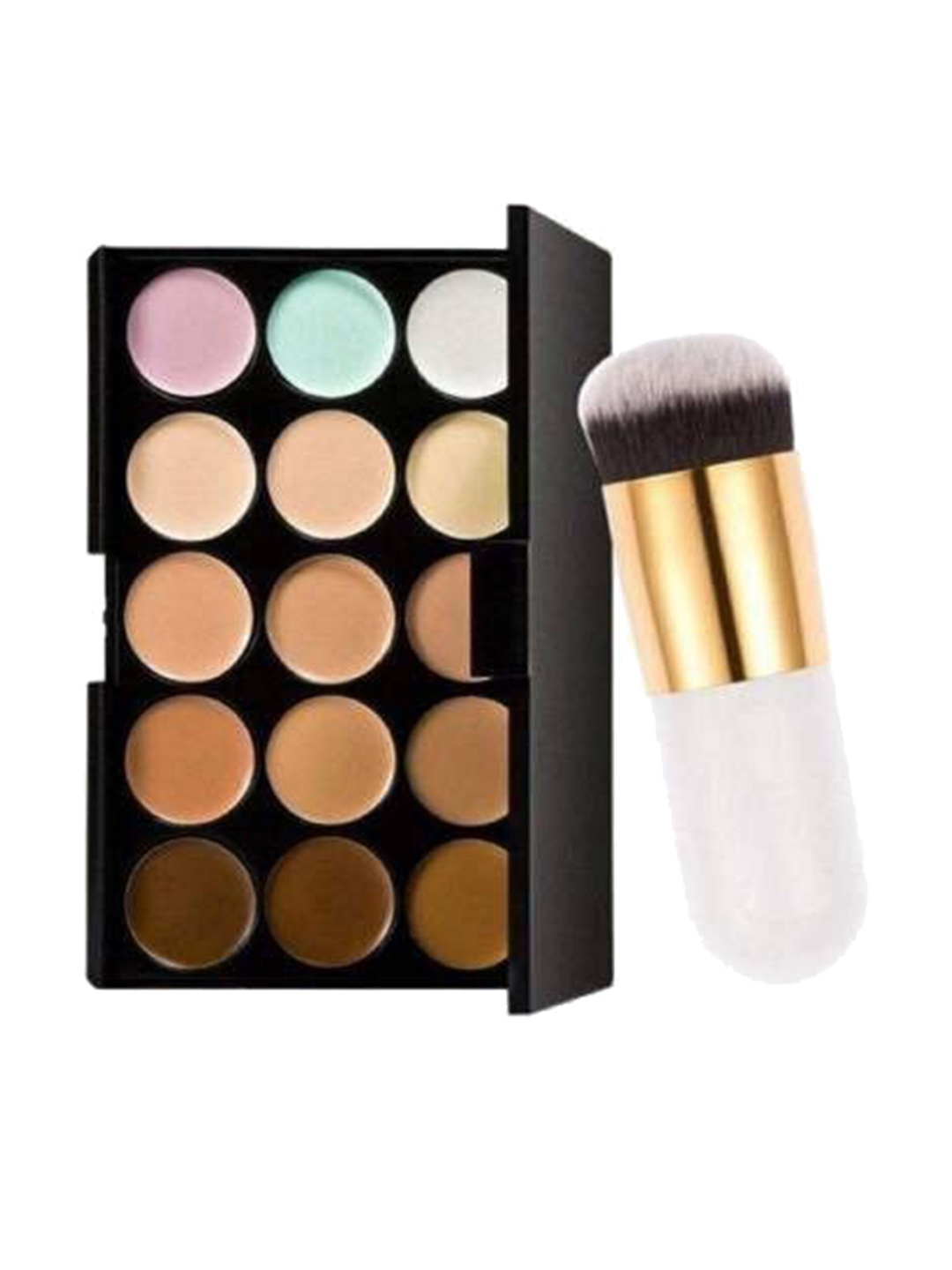 

Lenon Set Of 2 Long Lasting 15 Contour Palette & Foundation Brush, Beige