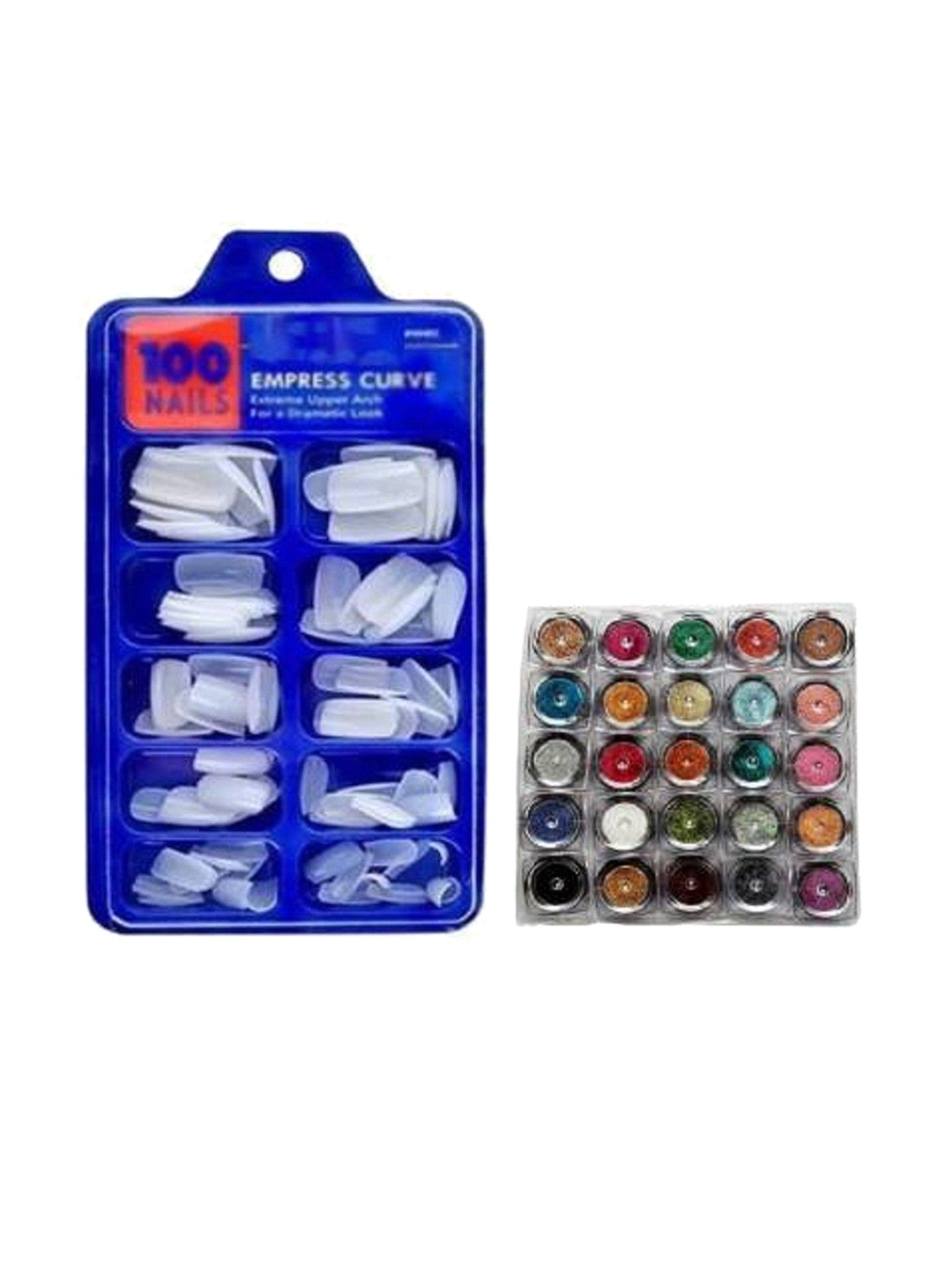 

Lenon Set Of 125 Artificial Nails With Glitter Eyeshadow, Red