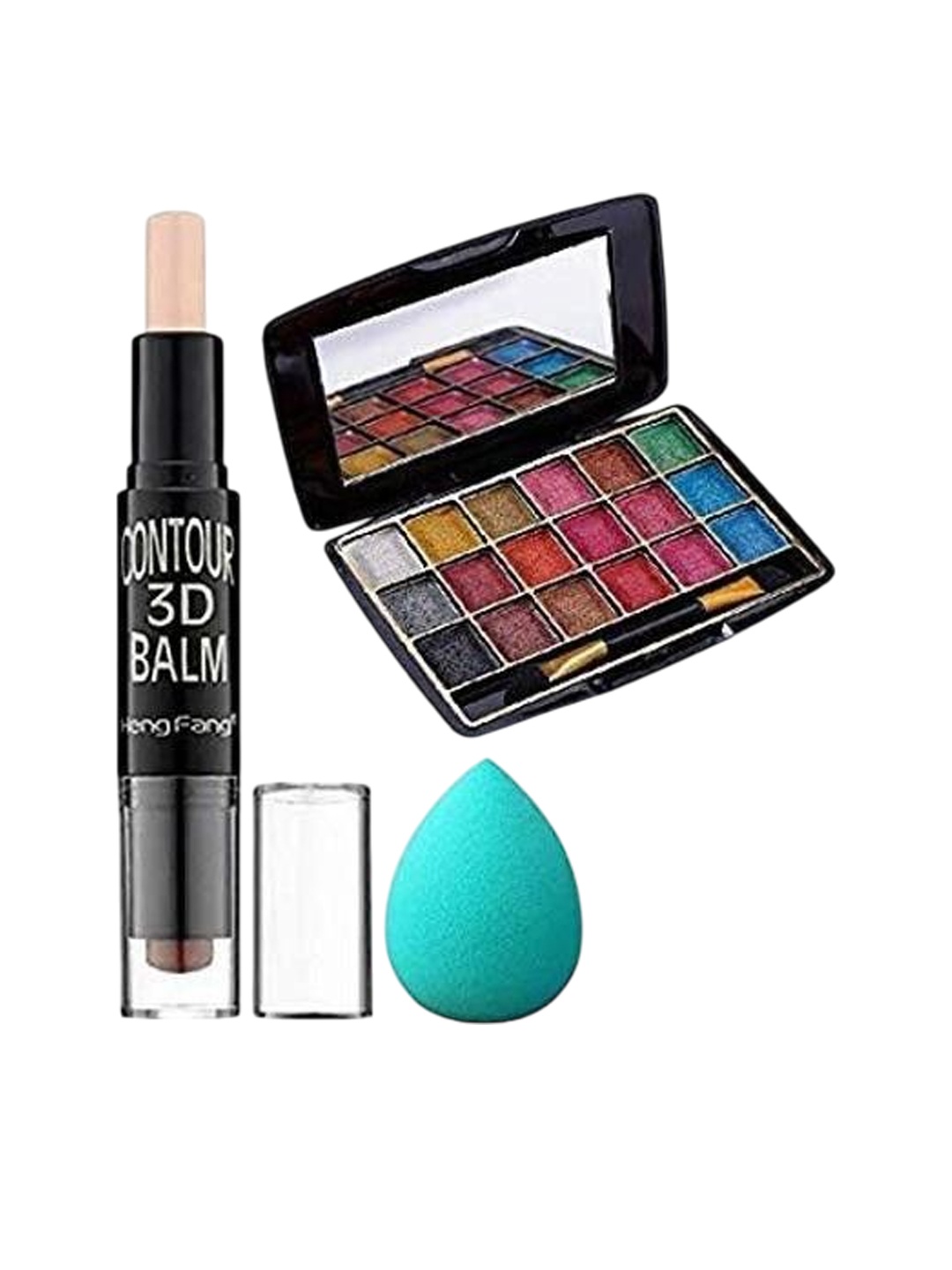 

Lenon Set of 3 D Contour Stick With Sponge & Small 18 Color Eyeshadow, Beige
