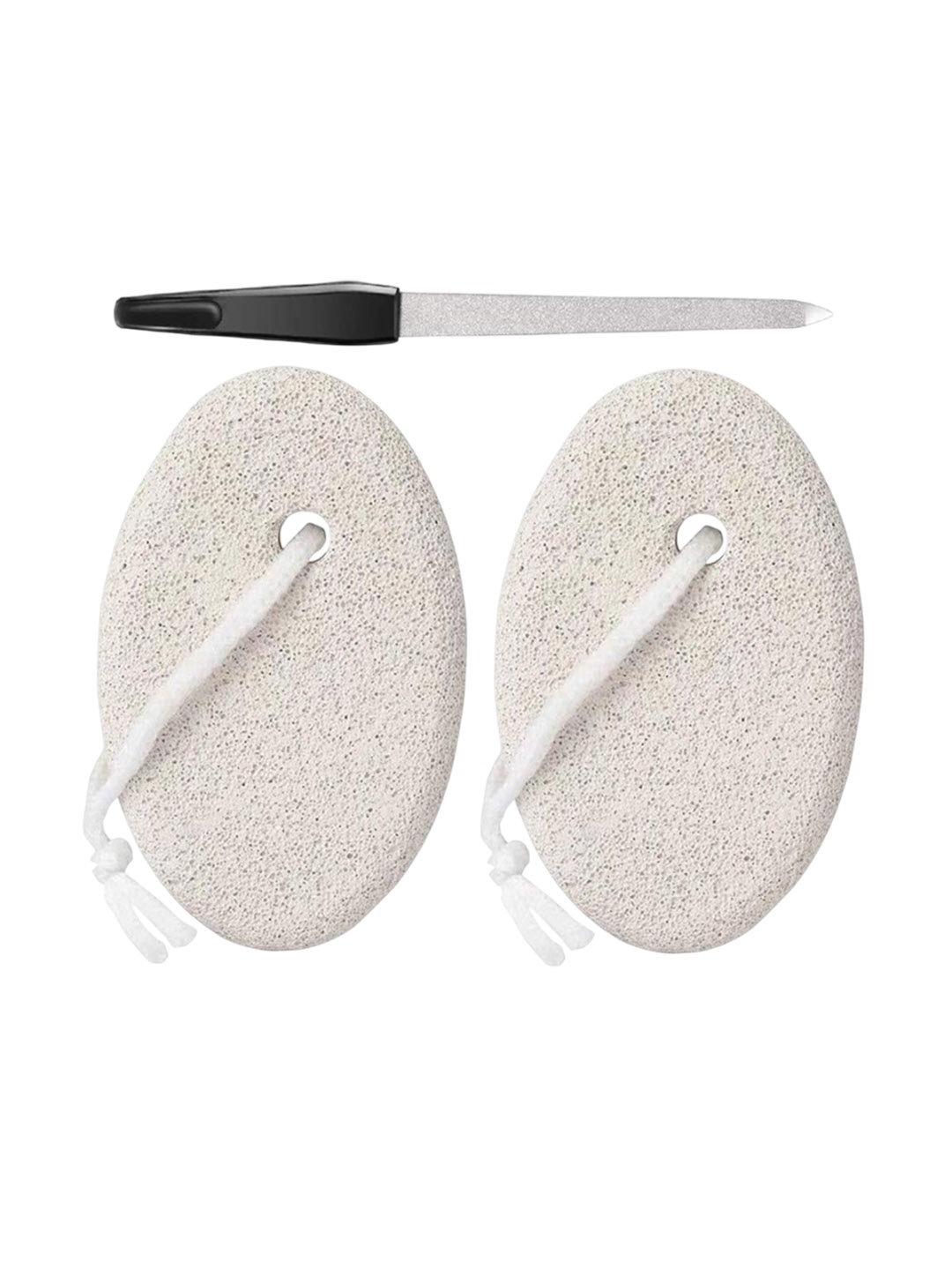 

Lenon Set Of 3 Pumice Stone & Nail Filer- White