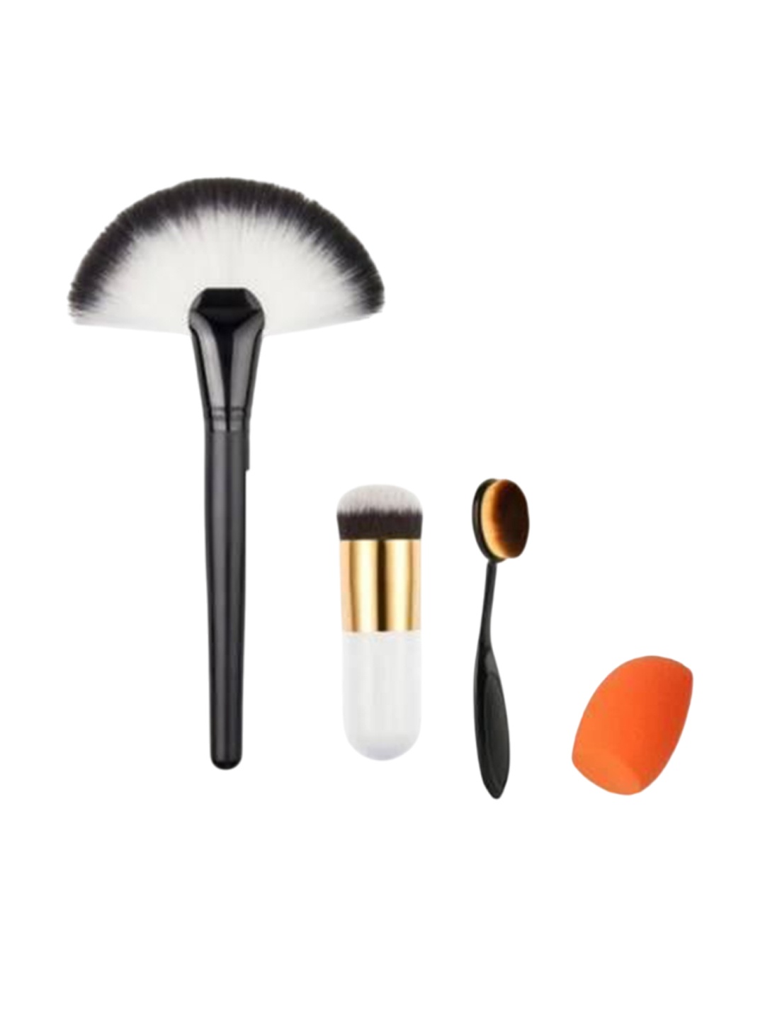 

Lenon Set of 4 Fan Brush, Foundation Brush, Oval Brush & Puff, Black