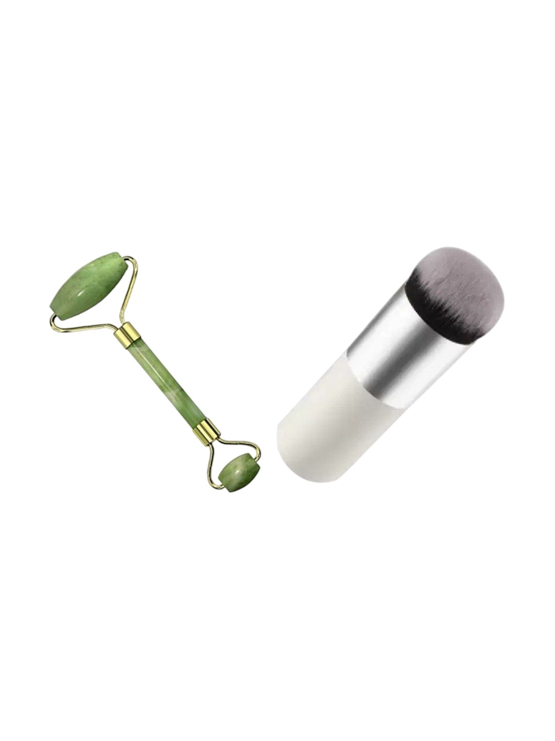 

Lenon Set Of 2 Face Massager Roller & Foundation Brush, Green