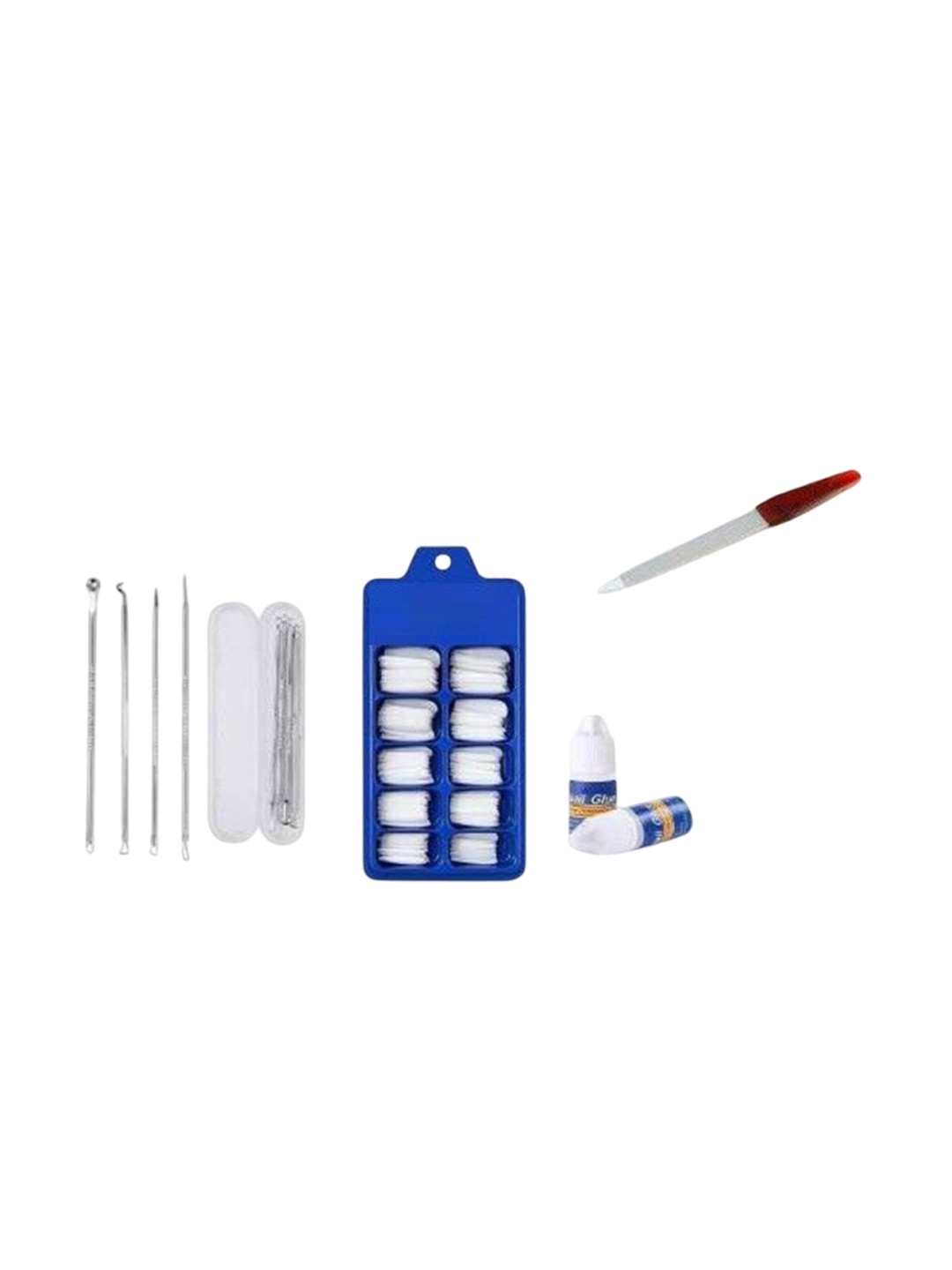 

Lenon Set Of 107 Artificial Nail With Glue, Nail Filer & Black Head Remover, White