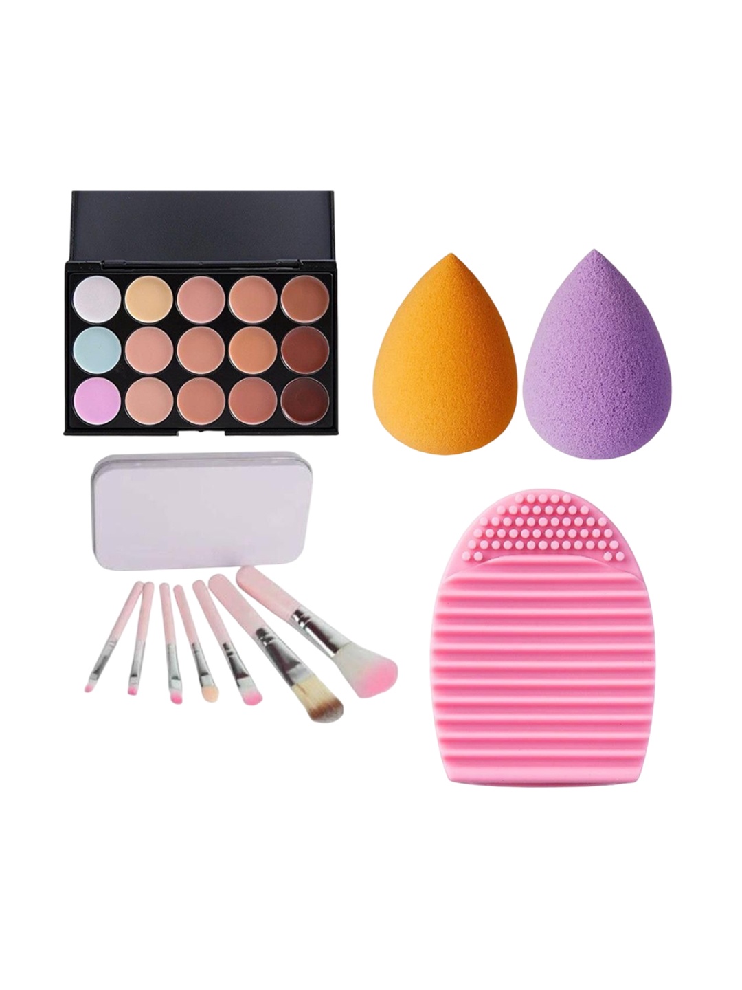 

Lenon Set Of 11 Contour Palette- Makeup Brushes- Blender & Cleaner, Nude