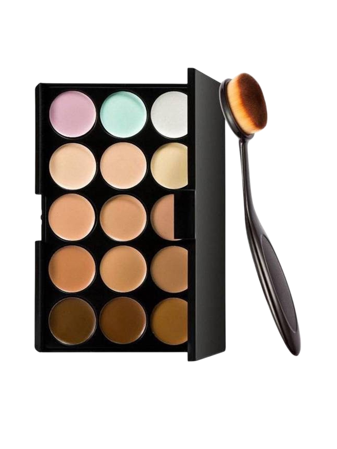 

Lenon Set Of 2 Long Lasting 15 Shades Contour Palette & Face Brush, Beige