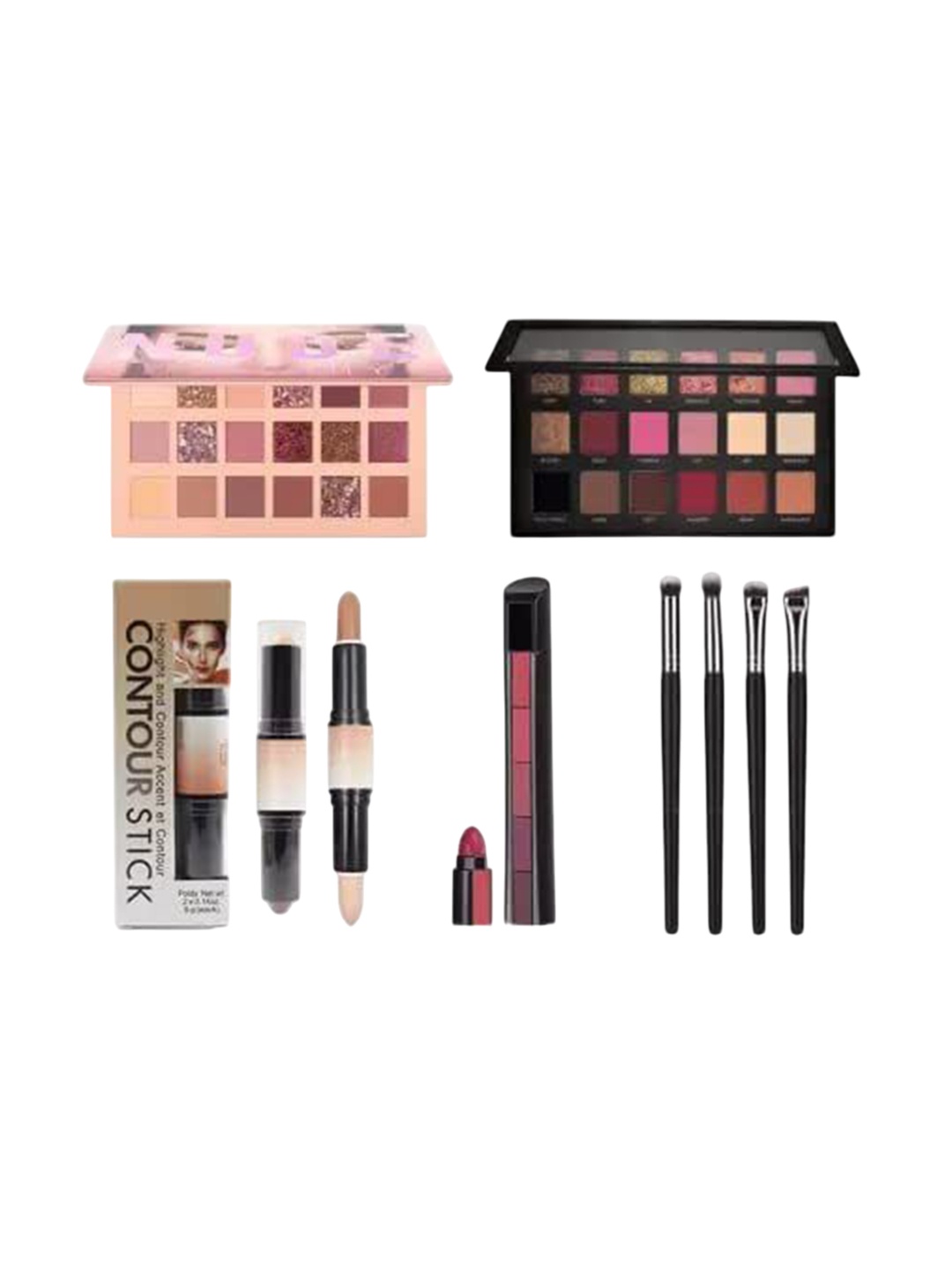 

Lenon Set Of 8 Eyeshadow, Contour Stick, Makeup Brush & Lipstick, Pink