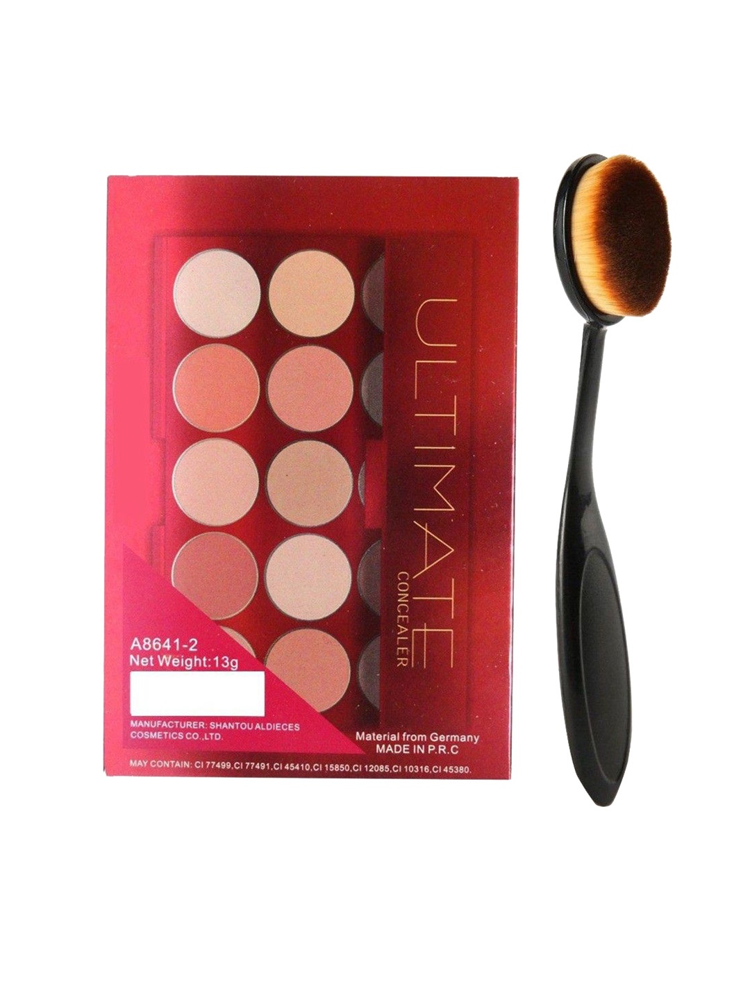 

Lenon Set Of 2 Oval Face Brush & 15 Shades Concealer- 13 g, Brown
