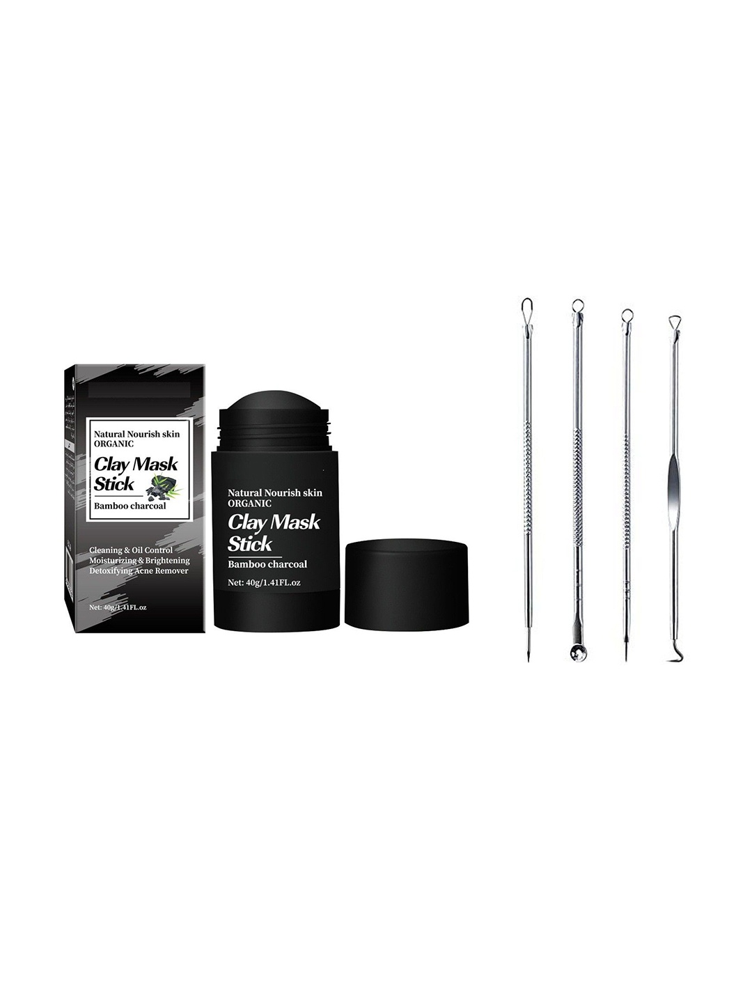 

Lenon Set Of 5 Long Lasting Clay Mask Stick & Blackhead Remover Combo, Black