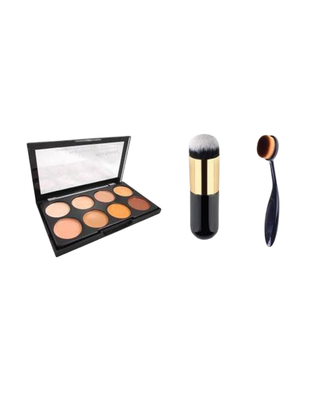 

Lenon Set Of 3 Long Lasting Concealer Palette With Foundation Brush & Oval Brush, Beige