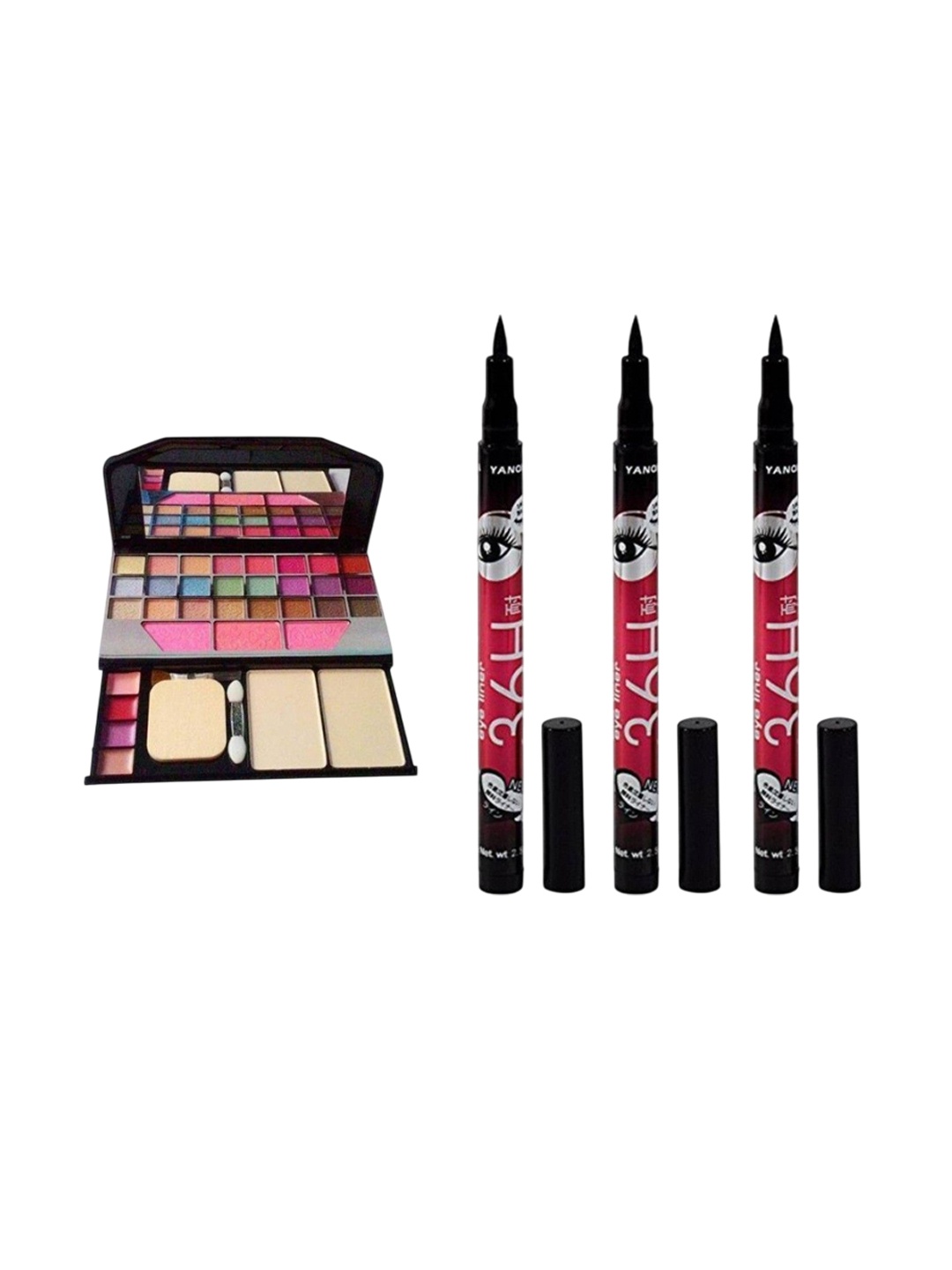 

Lenon Set Of 4 Eyeliner - 2.5 ml & 33 Colours Eye Shadow Palette - 33 g, Pink