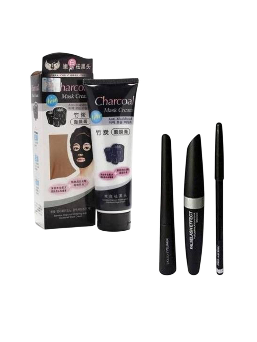 

Lenon Set Of 4 Lightweight Charcoal Face Mask- Eyeliner- Mascara & Eyebrow Pencil, Black