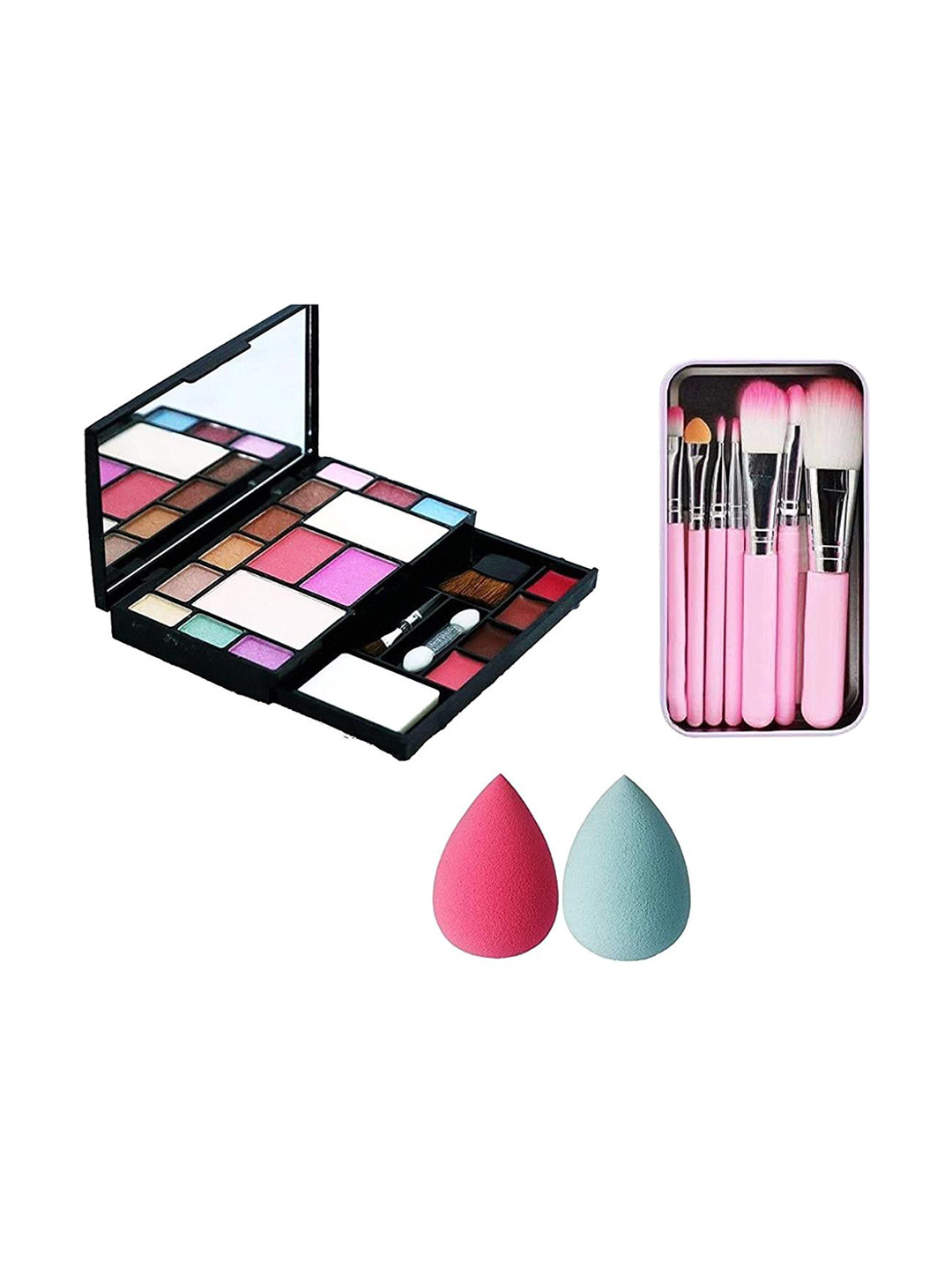 

Lenon Set Of 10 Makeup Kit With Brushes & Beauty Blender, Pink