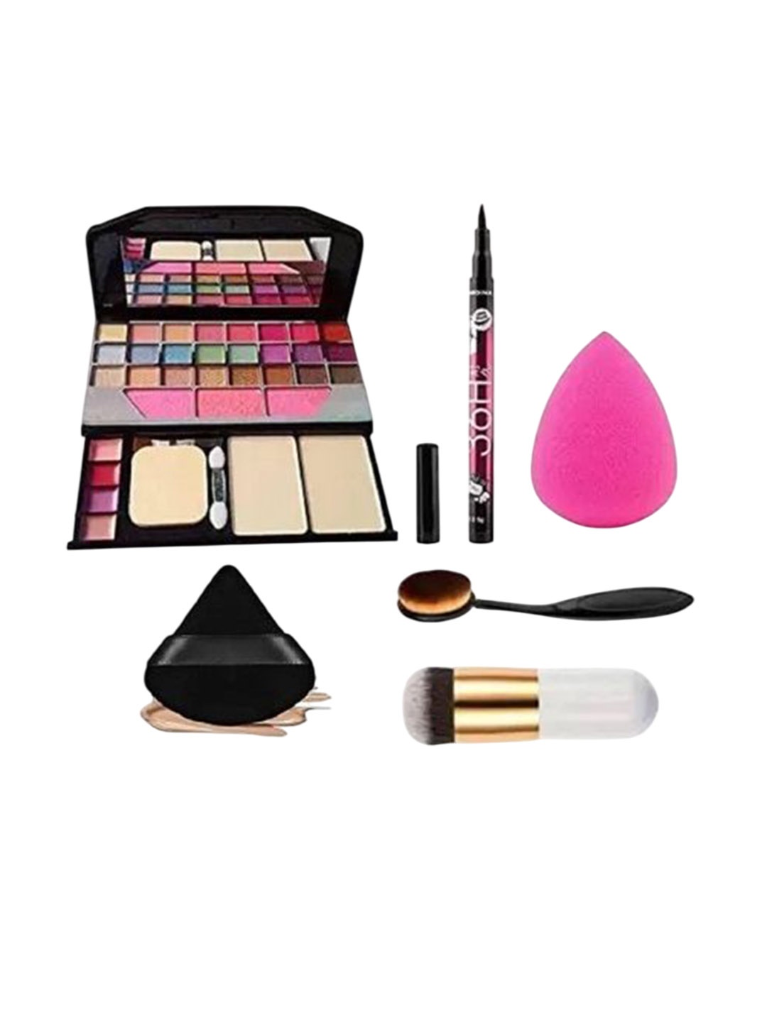 

Lenon Set Of 6 Make Up Kit With Makeup Blender, Eyeliner, Makeup Brush & Oval Brush, Black