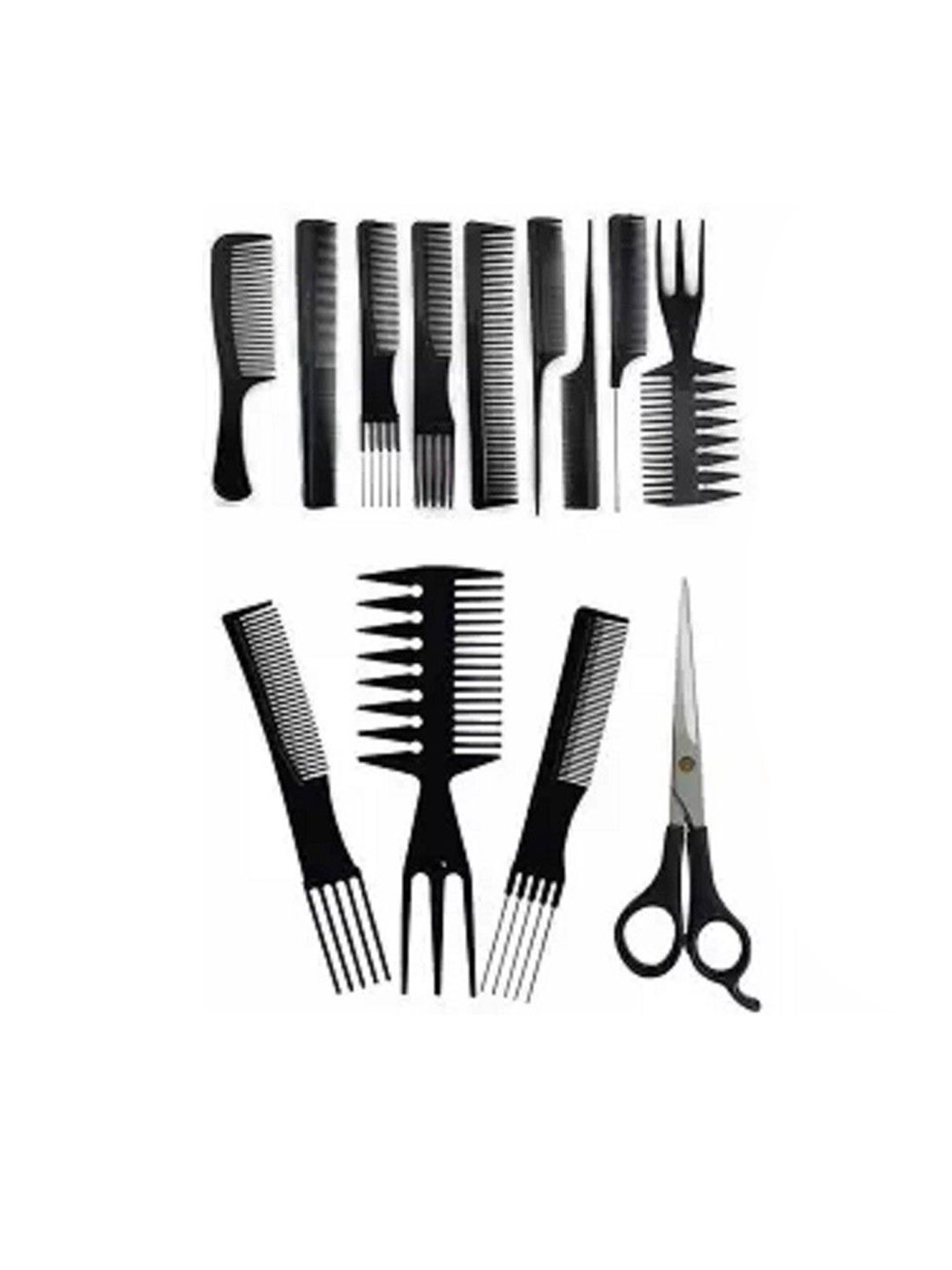 

Lenon Set Of 10 Light Weight Combs With Scissor, Black