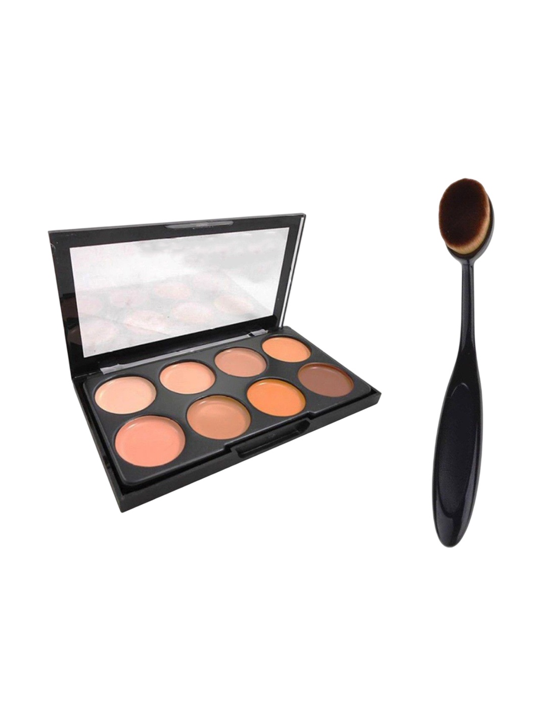 

Lenon Set Of 2 Long Lasting 8 Shades Contour Palette & Face Brush, Black