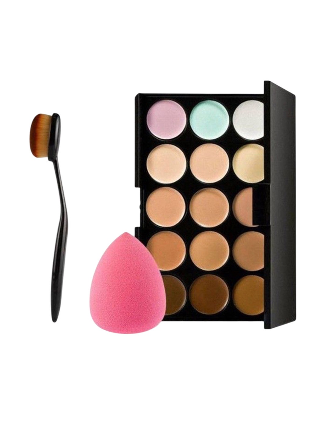 

Lenon Set Of 3 Matte Finish Contour Palette With Oval Brush & Beauty Blender, Nude