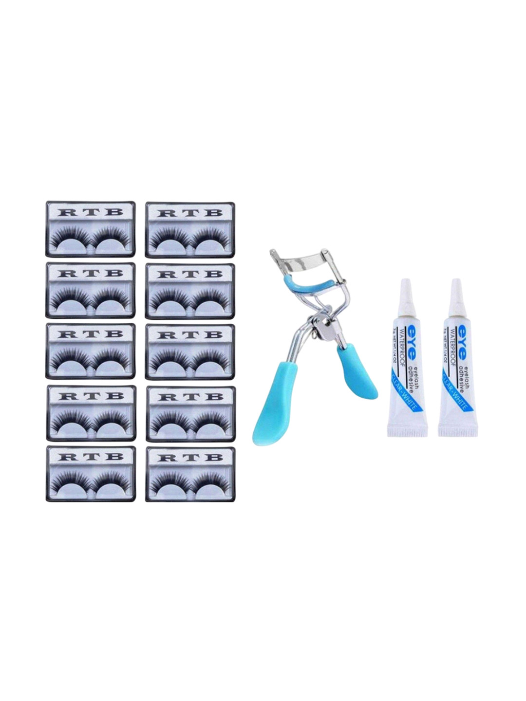 

Lenon Set Of 13 Eyelashes Eyelash Curler & Eyelash Glue, Blue
