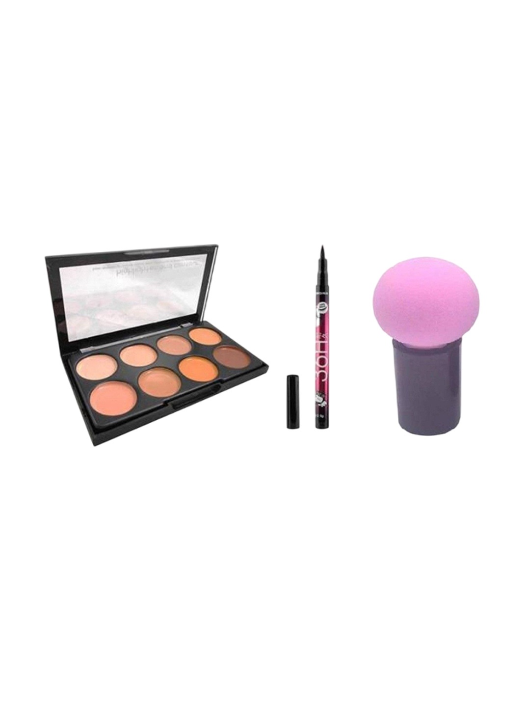 

Lenon Set Of 3 Contour Palette With Eyeliner & Mushroom Puff, Nude