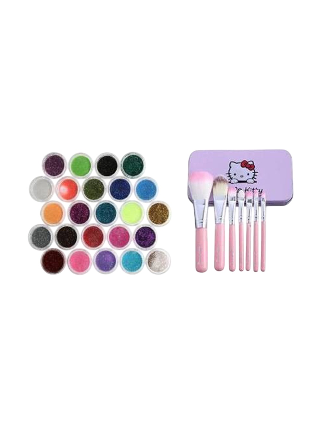 

Lenon Set Of 2 Long Lasting Glitter Eyeshadow & Makeup Brush- Pink- Blue- Green