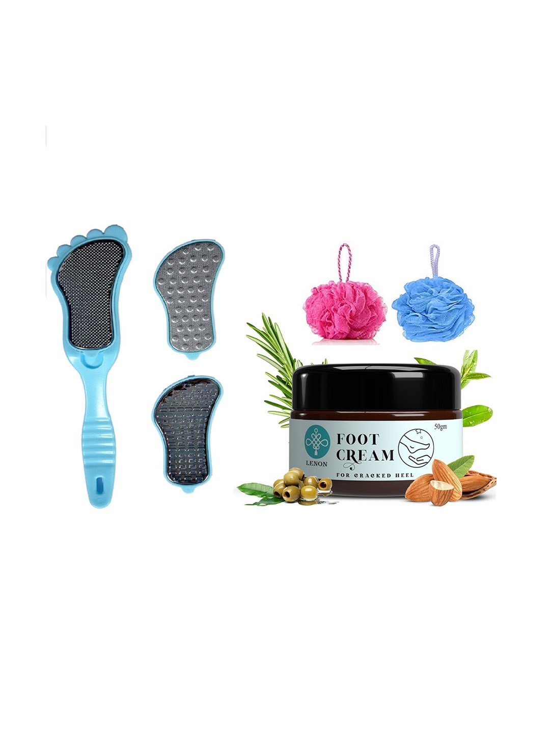 

Lenon Set Of 4 3 In 1 Foot Step- Loofah & Foot Cream- 50 g, Blue