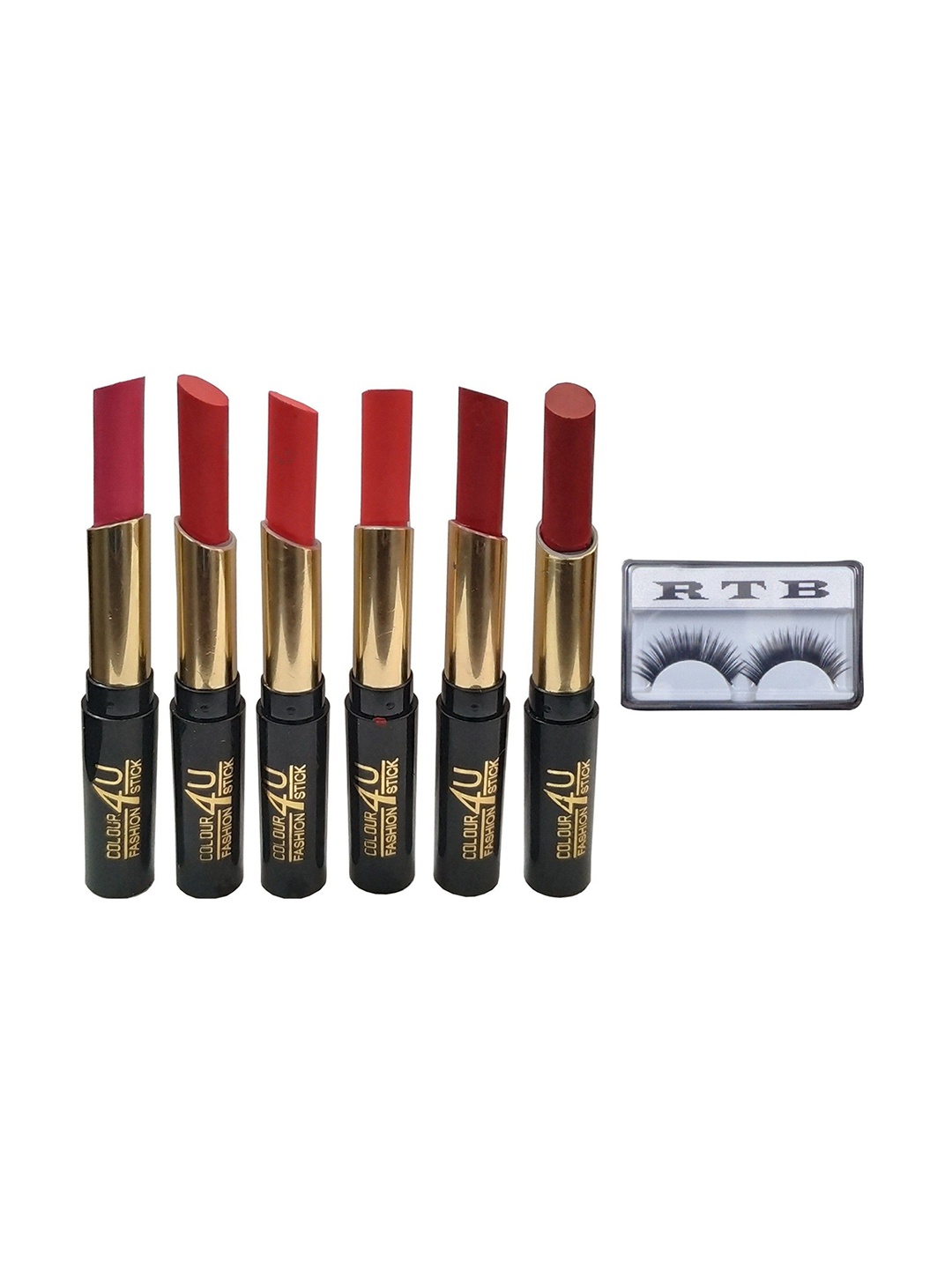 

Lenon Colour 4 U Set Of 7 Lipsticks With False Eyelashes, Red