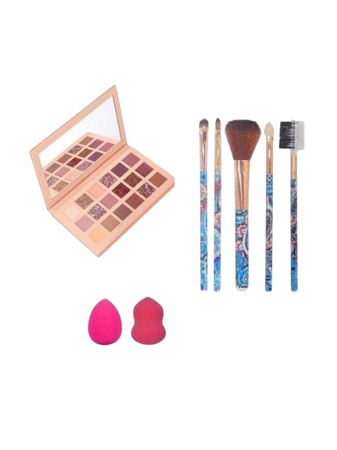 

Lenon Set Of 8 Eyeshadow with Puffs & Makeup Brush, Beige