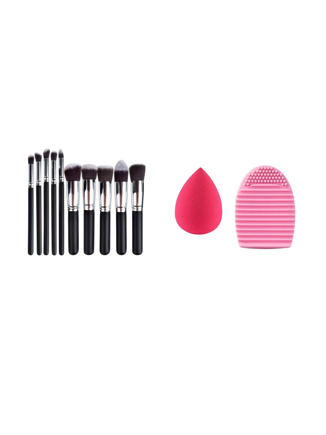 

Lenon Set Of 12 Makeup Brushes With Puff & Brush Cleanser - Black