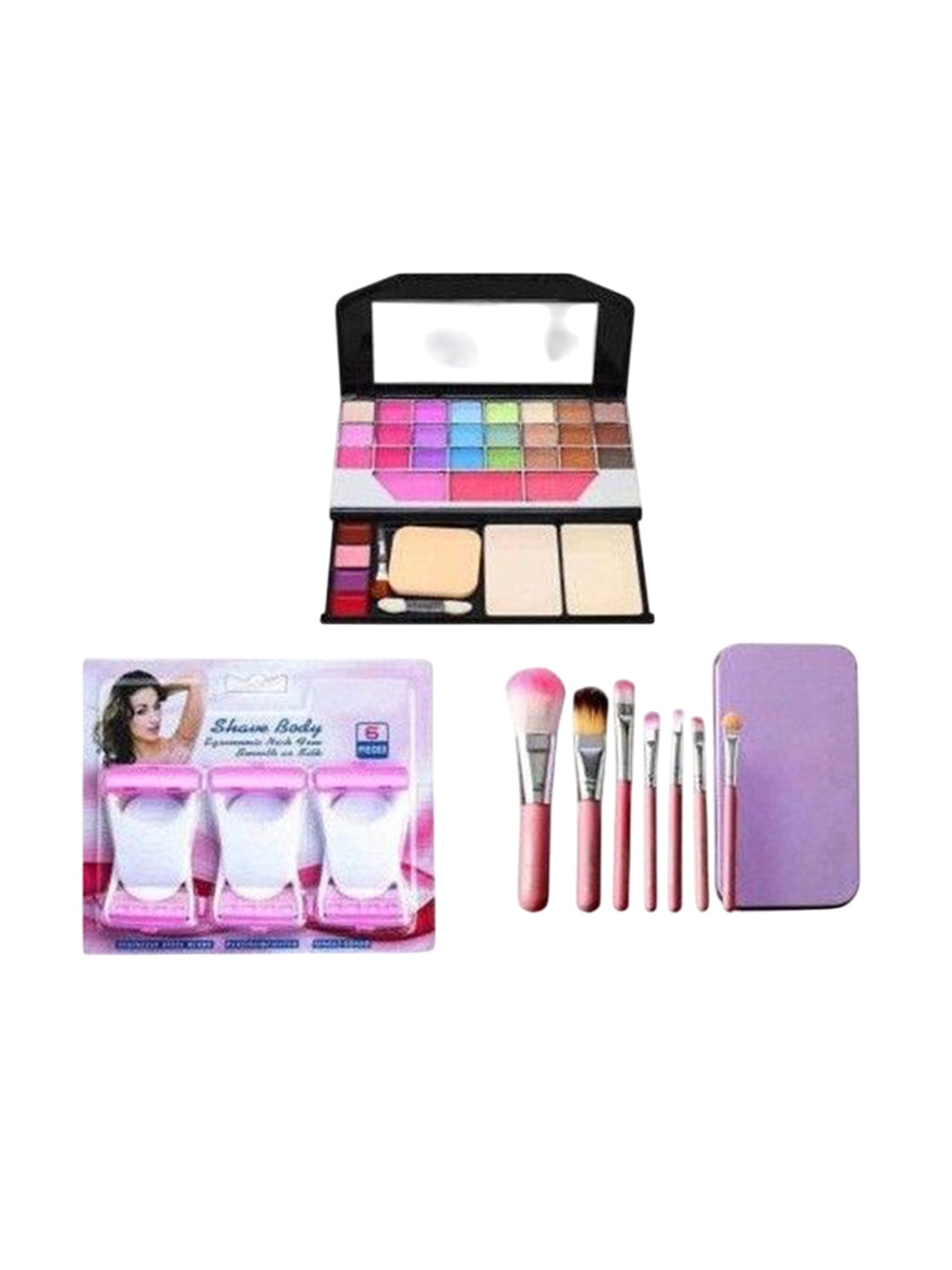 

Lenon Pack Of 3 Makeup Kit, Razor & Brushes Set, Multi