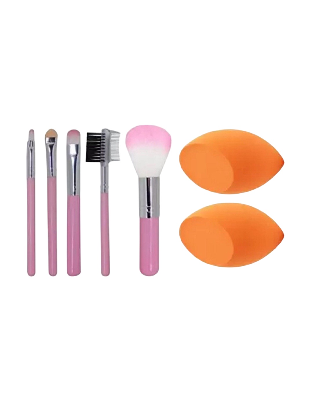 

Lenon Set Of 7 Make Up Brush Set With Beauty Blenders, Pink
