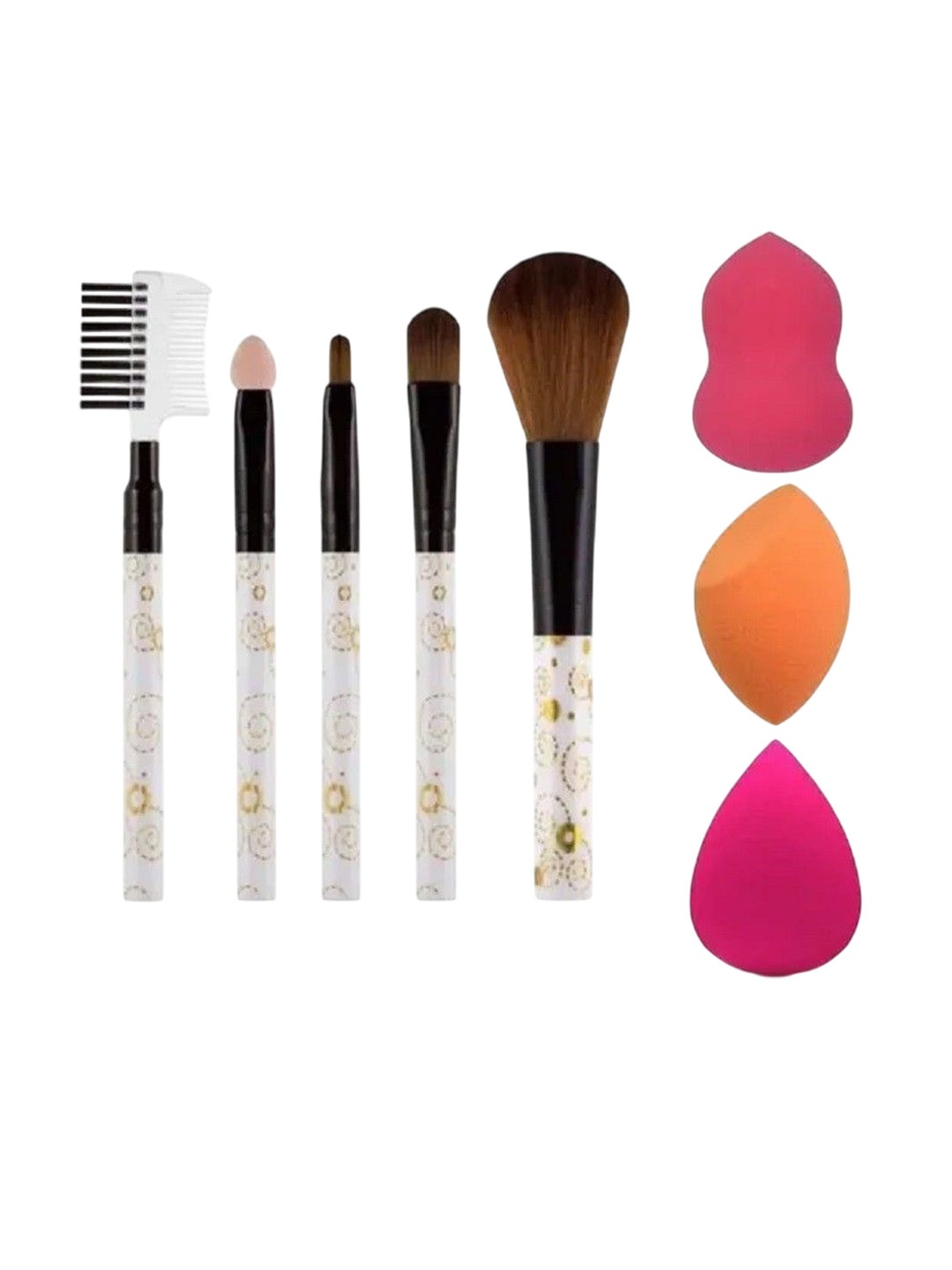 

Lenon Set Of 8 Make Up Brushes Set With Beauty Blenders, Beige