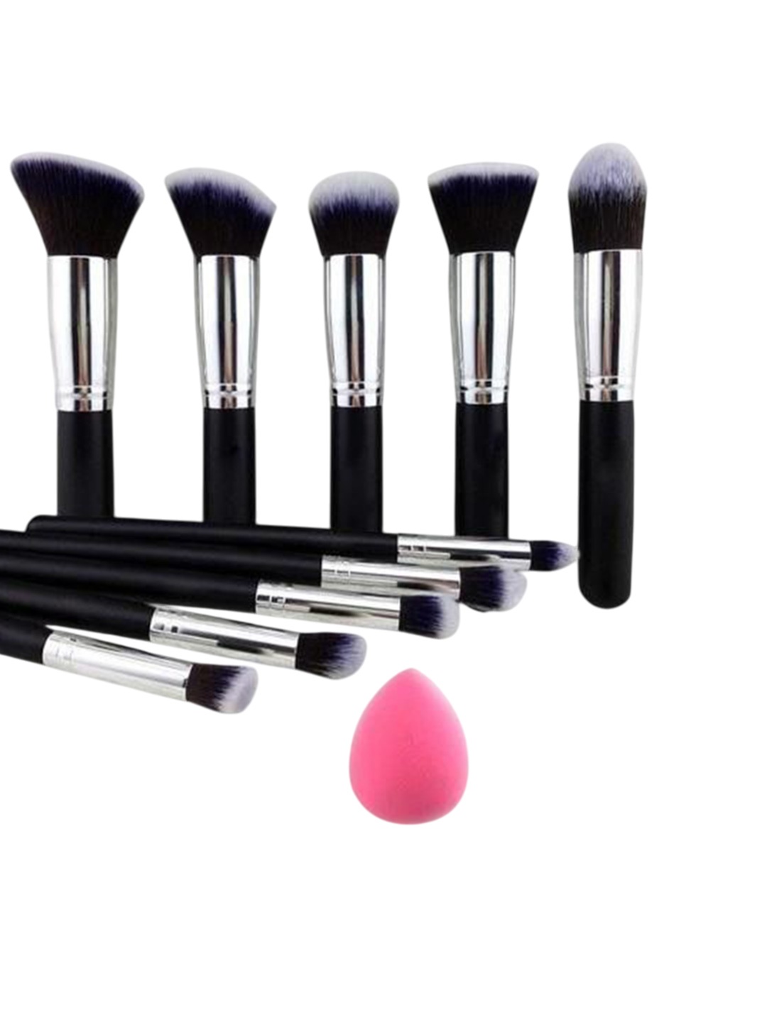 

Lenon Set Of 11 Soft Bristle Makeup Brushes With Sponge Puff - Black