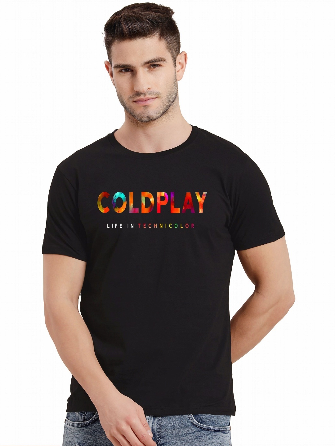 

KAIDO Men Typography Printed Round Neck Cotton T-shirt, Black
