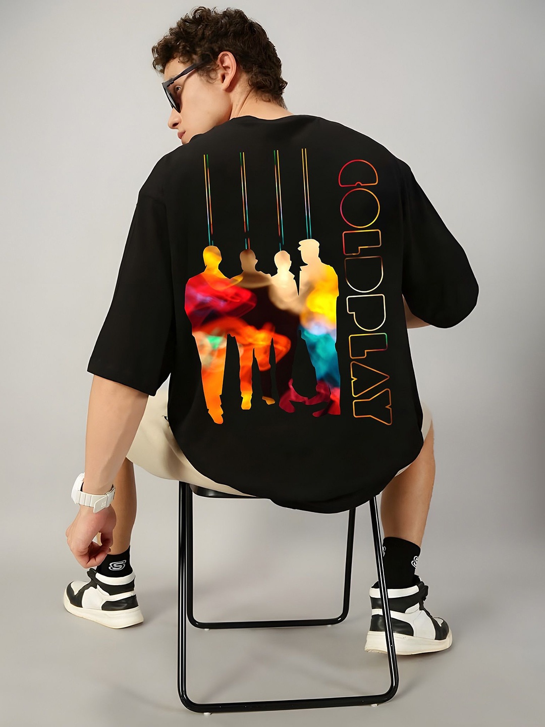 

KAIDO Men Printed Drop-Shoulder Sleeves T-shirt, Black