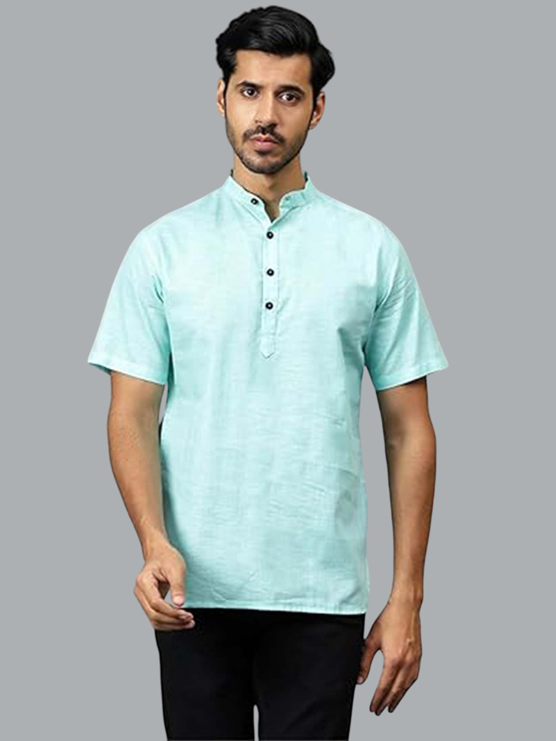 

EdinWolf Mandarin Collar Cotton Slim Fit Straight Kurta, Blue