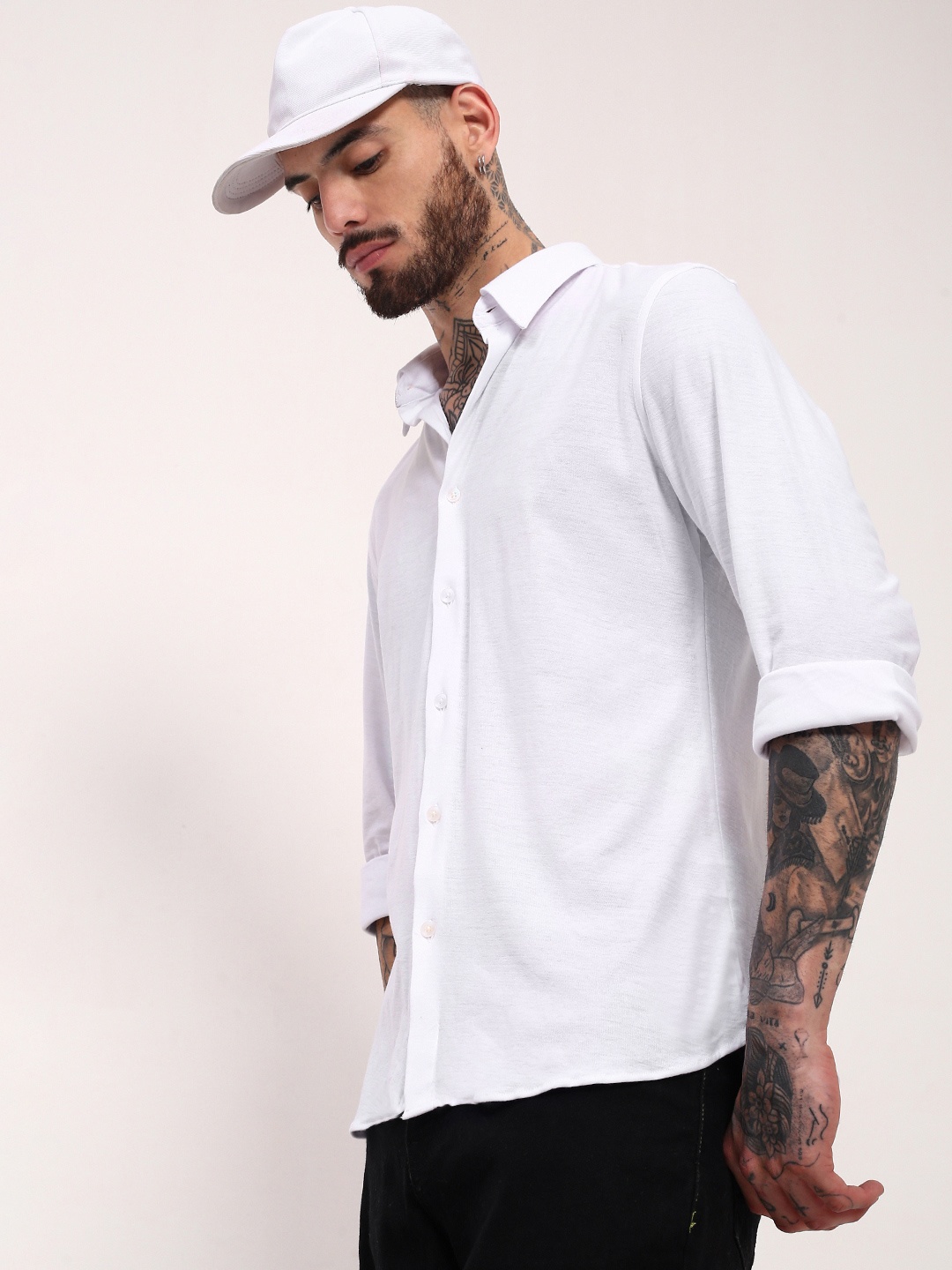 

SHOWOFF Men Comfort Slim Fit Spread Collar Solid Cotton Casual Shirt, White