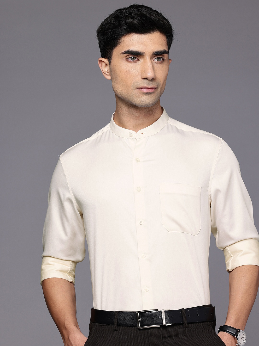 

Louis Philippe Slim Fit Formal Shirt, Cream