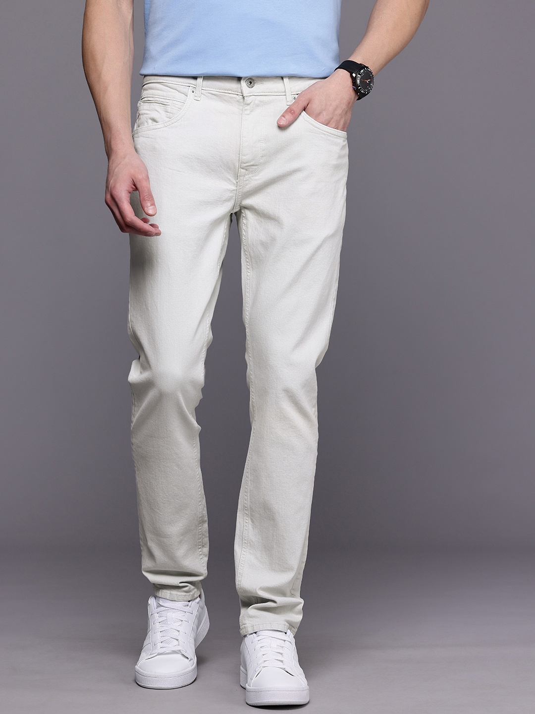 

Louis Philippe Jeans Men Slim Fit Low-Rise Stretchable Jeans, Blue