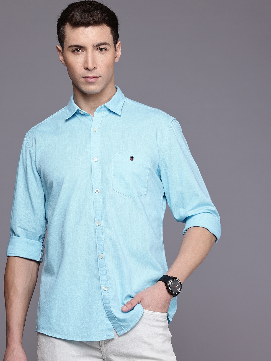 

Louis Philippe Jeans Slim Fit Pure Cotton Casual Shirt, Blue