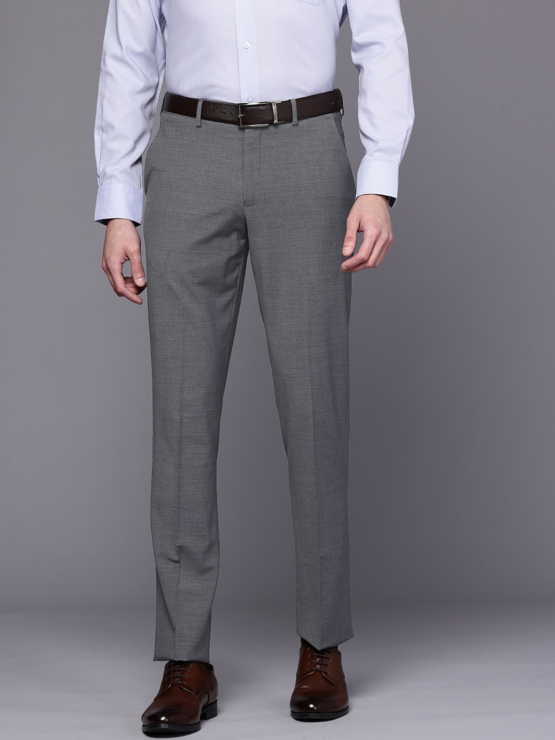 

Louis Philippe Men Slim Fit Formal Trousers, Grey