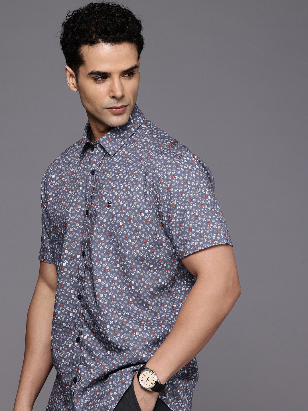 

Louis Philippe Sport Slim Fit Geometric Printed Casual Shirt, Grey
