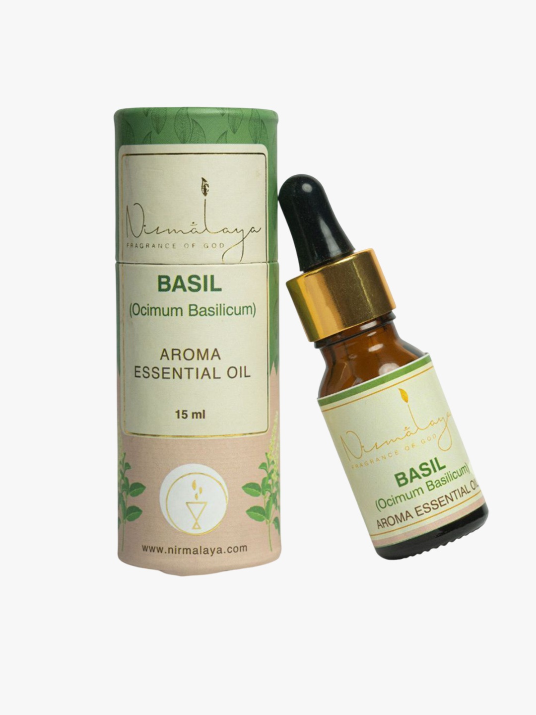 

Nirmalaya 100% Pure & Natural Basil Aroma Essential Oil - 15 ml, White