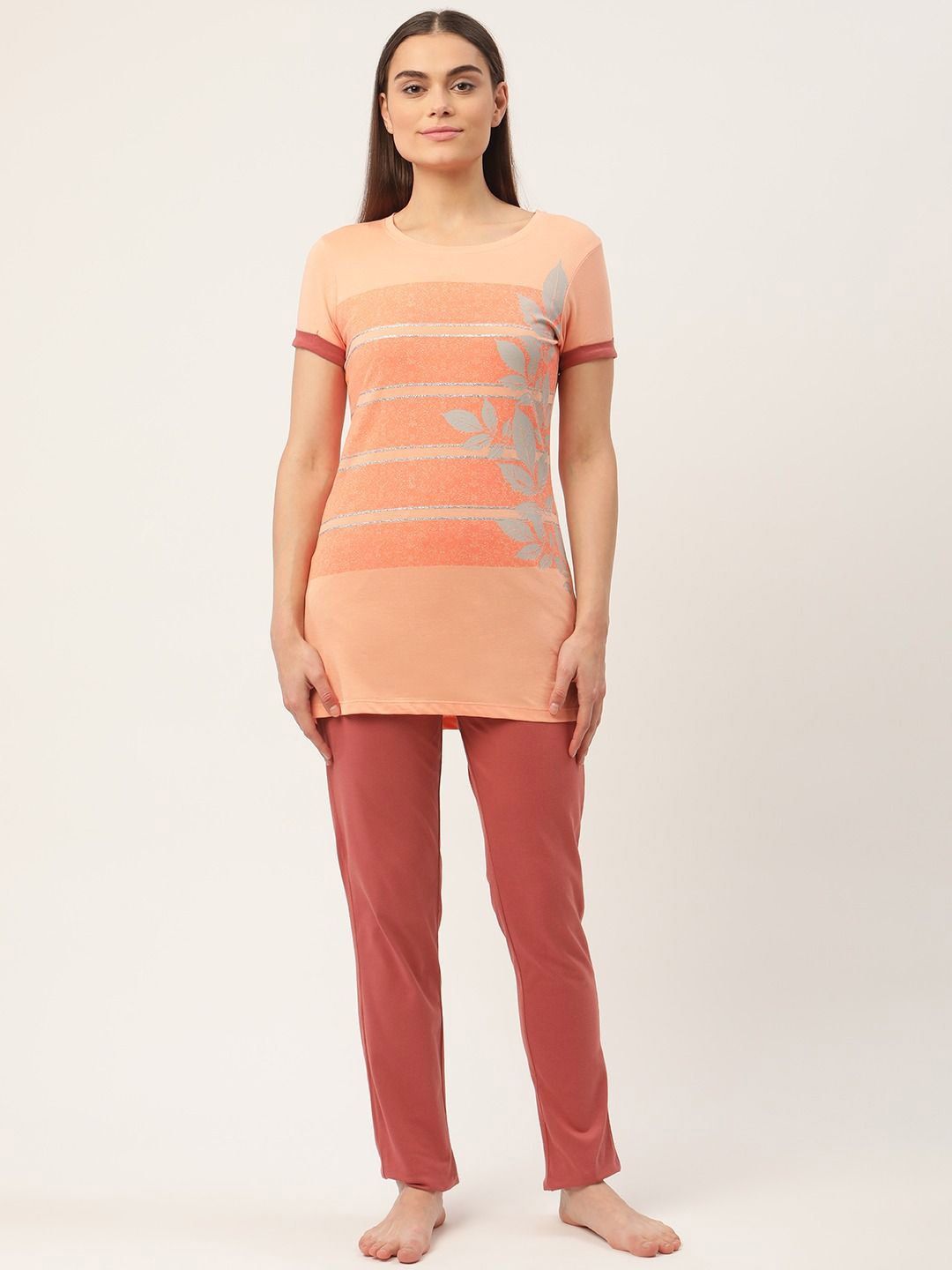 

Sweet Dreams Women Printed Pure Cotton Night suit, Rust