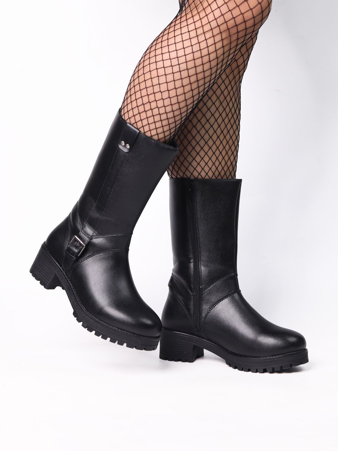 

Monrow Women Maria Black Block Heel Boots