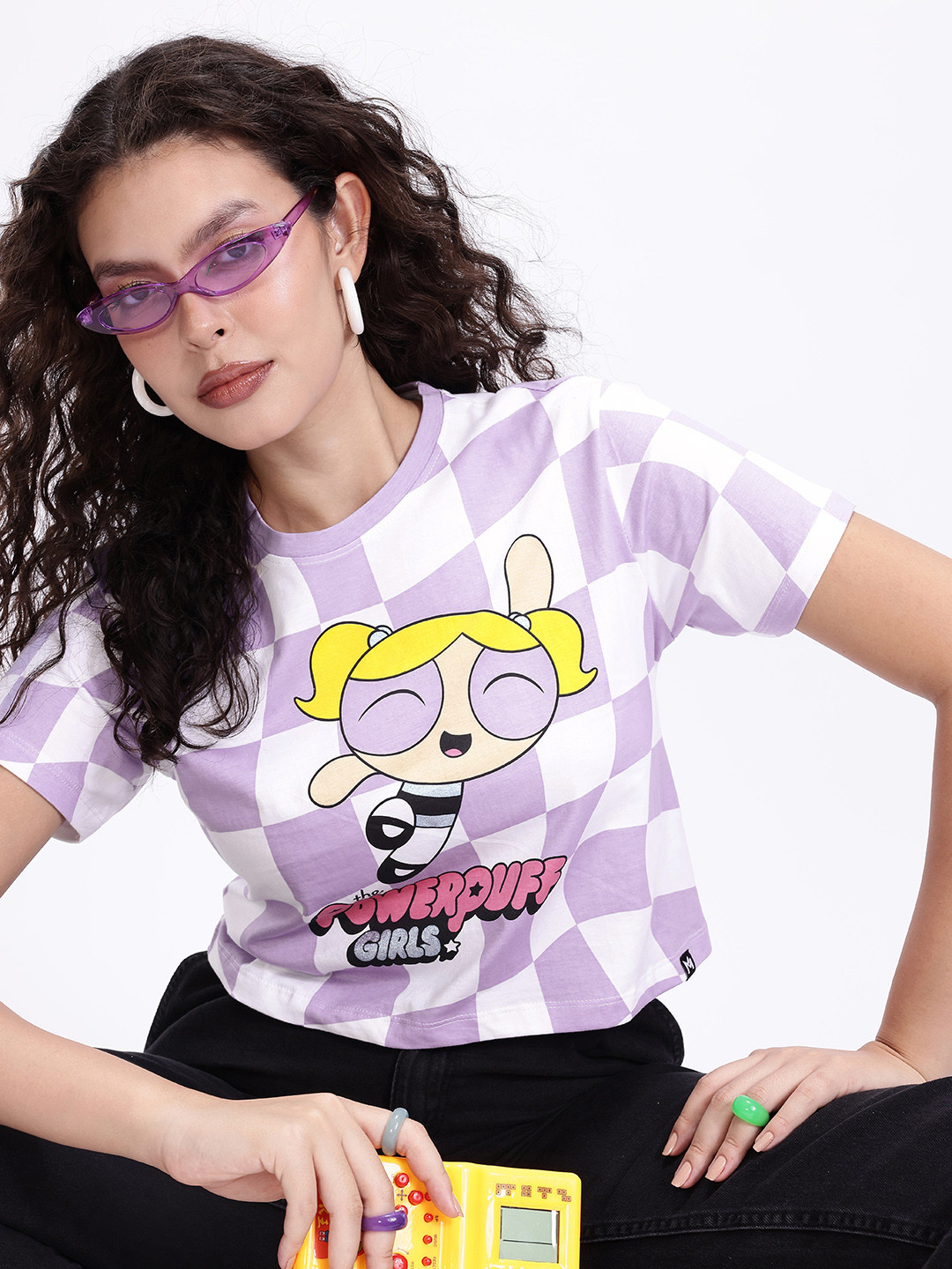 

Kook N Keech Pure Cotton Powerpuff Girls Printed Boxy Crop T-shirt, White