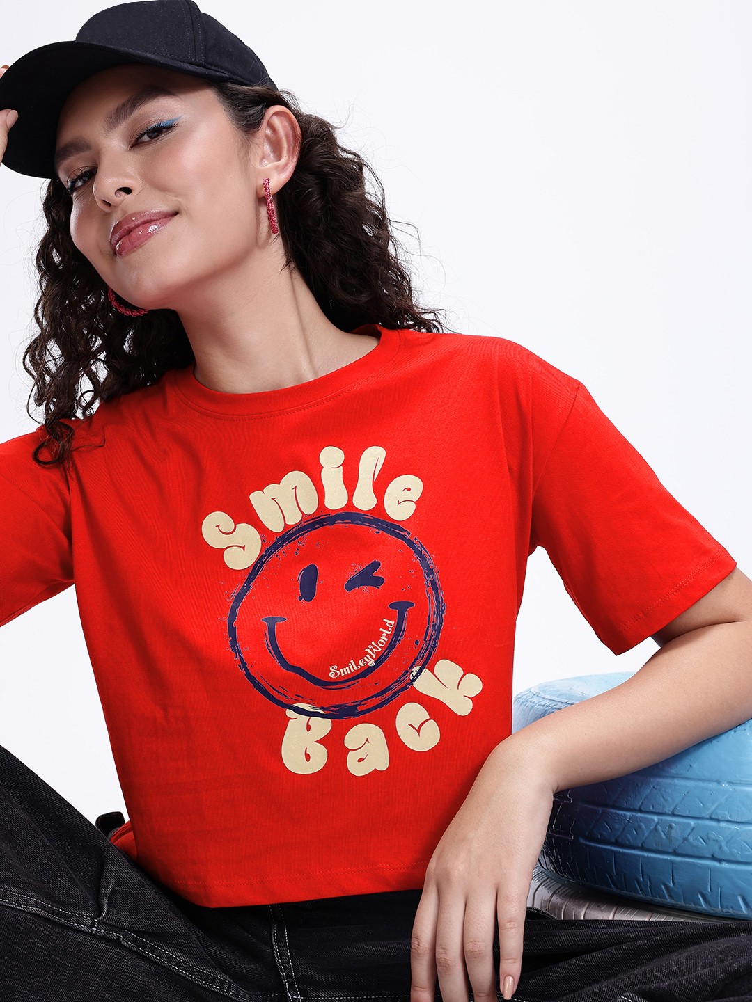

Kook N Keech Graphic Printed Crop T-Shirt, Red